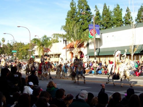 Use a canopy to provide shade at parades. This is the annual Rose Bowl Parade in Pasadena CA.