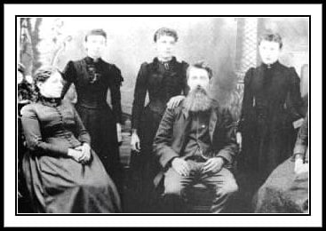 Seated from left: Caroline, Charles, Standing from left: Mary, Carrie, Laura.