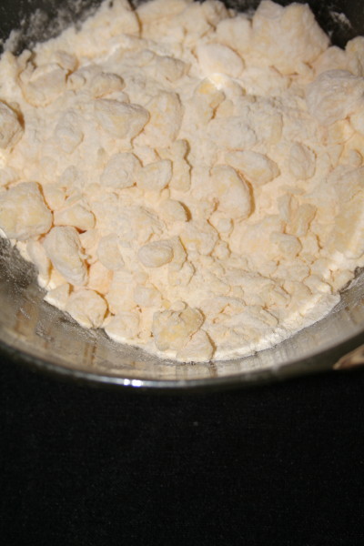 Turn the flour and butter into a crumblike mixture