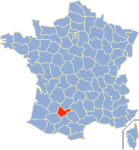 Map location of Tarn-et-Garonne department, in which Montauban is situated