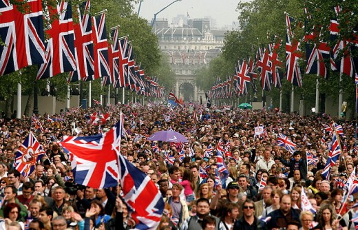 Flags were waved as the carriages processed along the London streets.