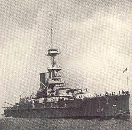 Photograph of British battleship HMS Erin (formerly the Reshadieh), photographed circa. 1912-1922