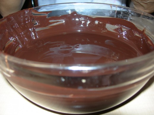 melted and tempered unsweetened chocolate for sugar-free chocolate candies