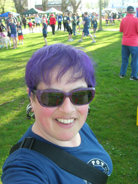 Here's my solid purple hair, which most often happens somewhere between the spring and fall equinoxes.