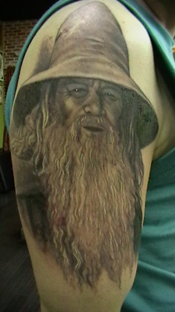 Gandalf Tattoo created by Chris Garver from Love Hate Tattoos, Miami, USA and star of Miami Ink