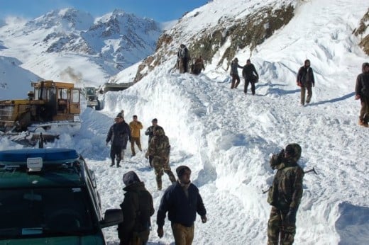 Afghan National Security Forces take charge of evacuation efforts, Feb. 10 after an avalanche hit Salang district in Parwan Province, Afghanistan, Feb. 9. (Courtesy photo from Afghan National Army) "