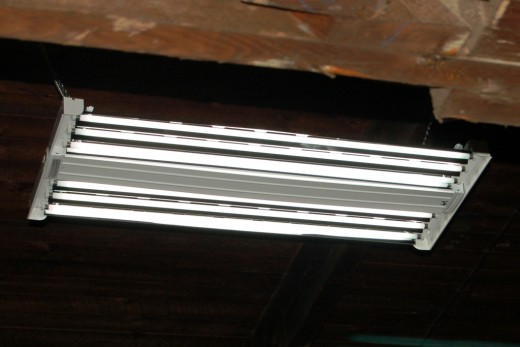 The electricians stopped by today and installed a high-output, extremely energy efficient lamp unit in our warehouse.  Talk about an awesome addition.