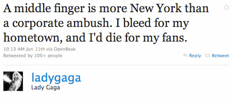 one of Lady Gaga's post on Twitter