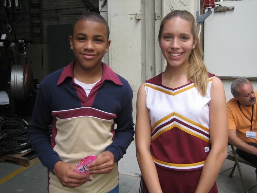 A child actor on the set of, "Everybody Hates Chris" with Tequan Richmond.