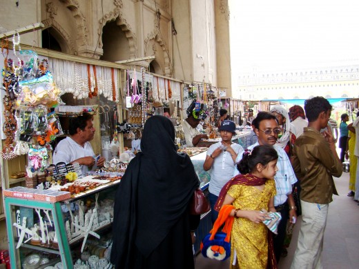 The curio shops at the gate of Barra Imam Bargah