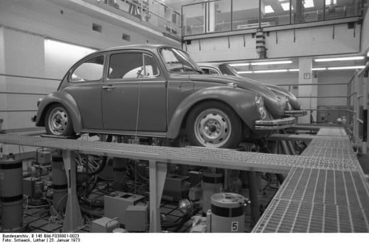 Assembly line for Type 1 Volkswagen.