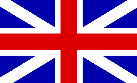 The Union Flag with the red cross of St. George (England) with the blue and white cross of St. Andrew (Scotland)