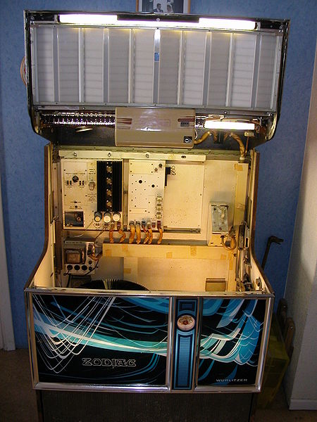Inside a 1971 Wurlitzer Zodiac Jukebox. Image from Wikipedia