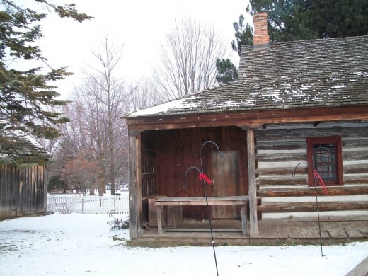 End view of the McCowan Log House, Scarborough