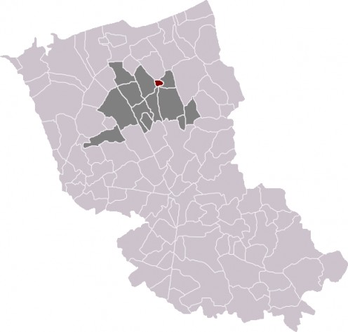 Map location of Bergues in Dunkirk (Dunkerque) 'arrondissement'