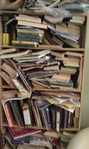 My friends bookcase before.