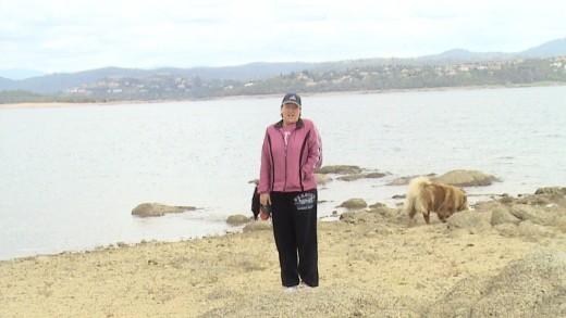 Folsom Lake CA during a dry spell.  Walking the bottom of the lake.