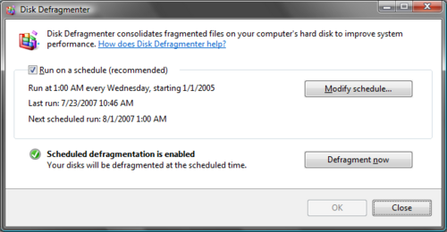 Windows Vista Defragmenter