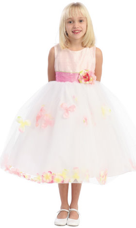Floral Designed Flower Girl Dress