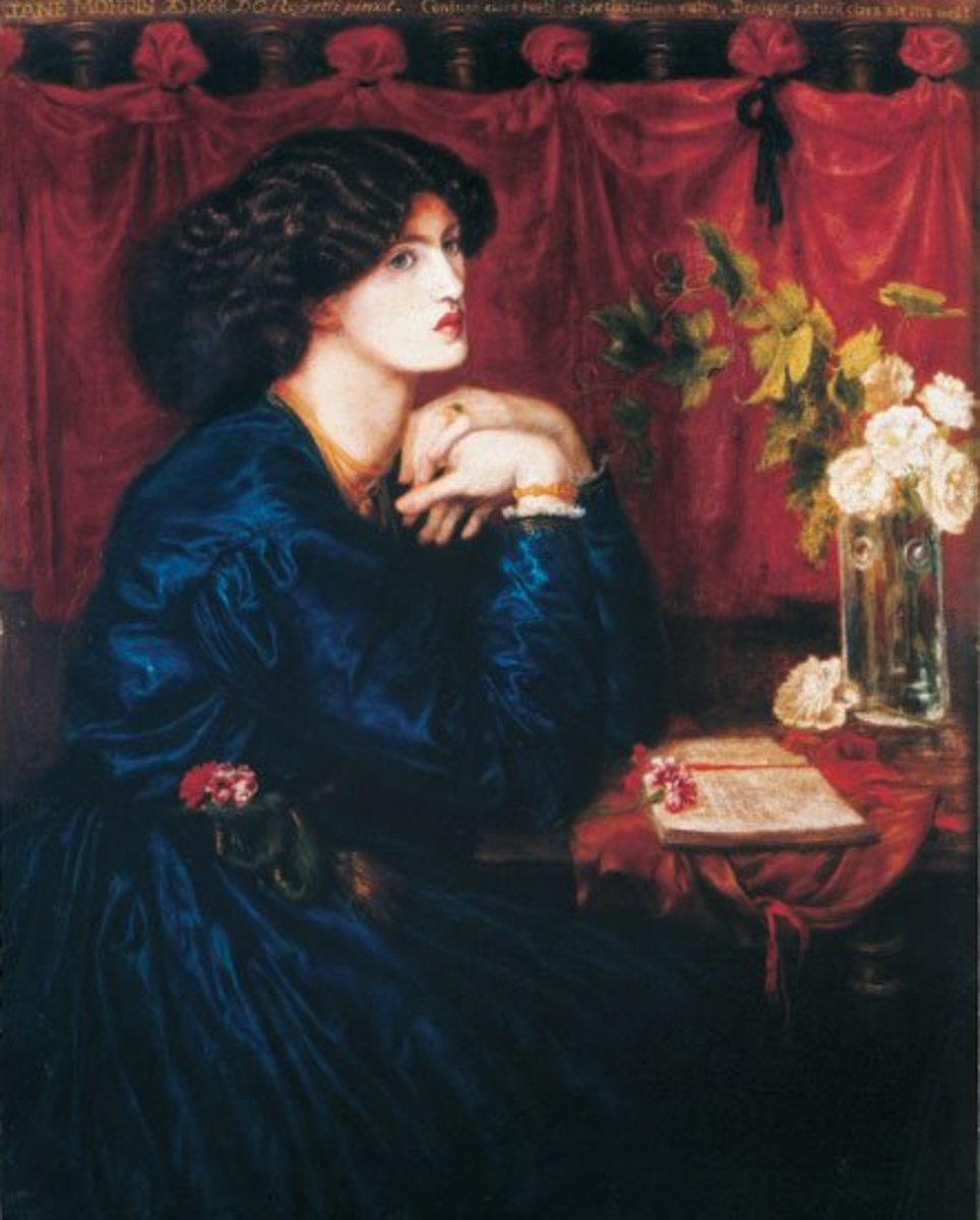 "The Blue Silk Dress" by Dante Gabriel Rossetti—1868.  Portrait of Jane Morris.