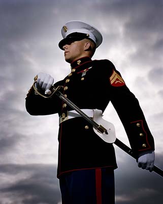 A Marine in dress uniform.