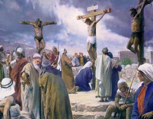 Jesus crucified at Calvary.