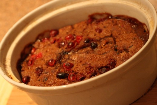 Chocolate and cranberry self saucing pudding