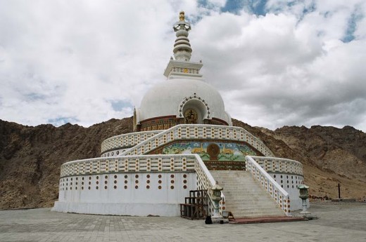 Shanti Stupa temple located in the high altitudes of Leh Ladakh.
