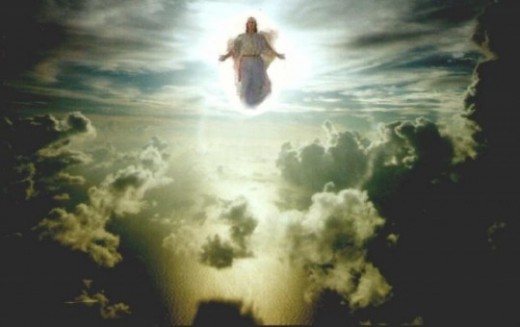 This painting depicts Jesus in the clouds. Note the similarity of his pose with that of the flying suit above.