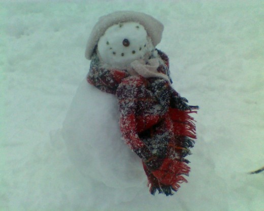 "Sally the little snowgirl," built on a blustery day last winter