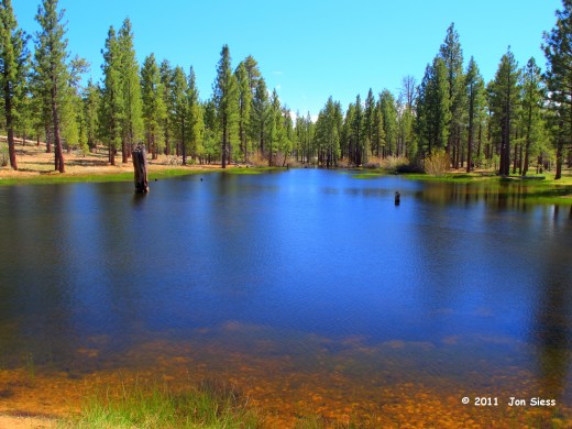 An enchanced photo showing the splendid colors of this "unnamed" lake by Wilbur's grave, Holcombe Valley, Ca.