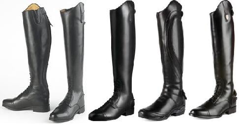 Pictured Left to Right:  Ovation Circuit Pro (pair), Ariat Challenge Zip II, Ariat Volant Vented Back-Zip, Ariat Monaco