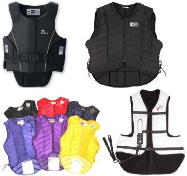 Pictured from Left to Right (top to bottom): Intec Flex Rider, Flex Rider Cushioned, Tipperary, Point Two Pro-Air Vest