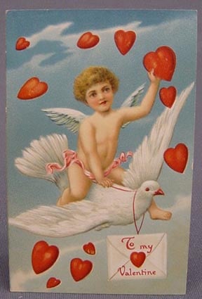 Scan of a Valentine greeting postcard circa 1900 from Wikipedia.