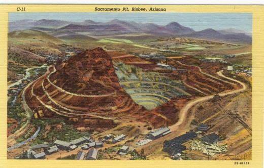 Open Pit Copper Mine Bisbee Arizona circa 1945