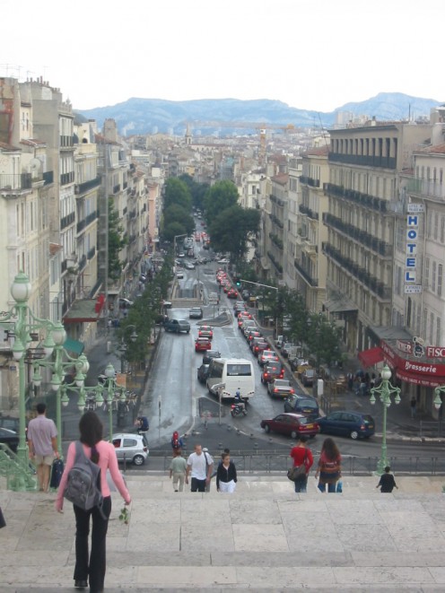 The Great Stairway and Athens Boulevard, Marseille, France, seen from Saint-Charles station