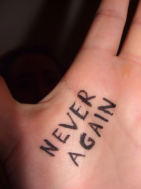 Never again will I......