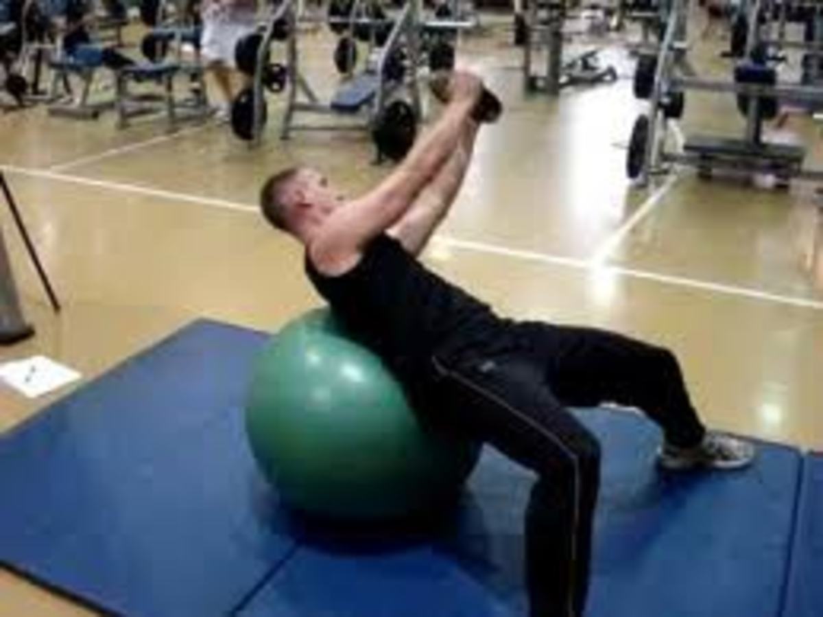 Russian twists on an exercise ball are a great ab exercise.