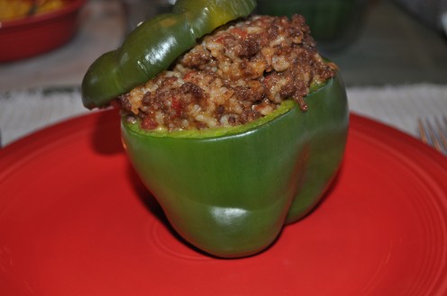 Have you ever had a Stuffed Bell Pepper? This is a great meal. Thoroughly satisfying and delicious!