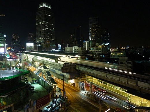 BTS Sky Train elevated tracks above Sukhumvit Road