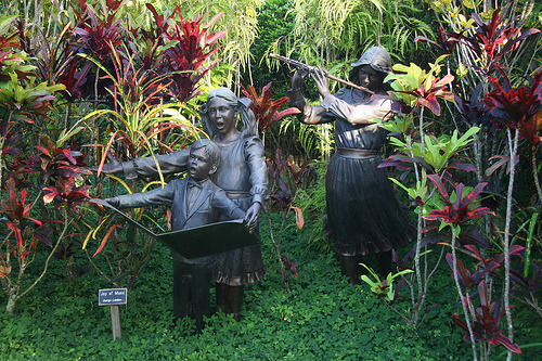 One of the groups of bronze statues in the gardens, this one being of singers.