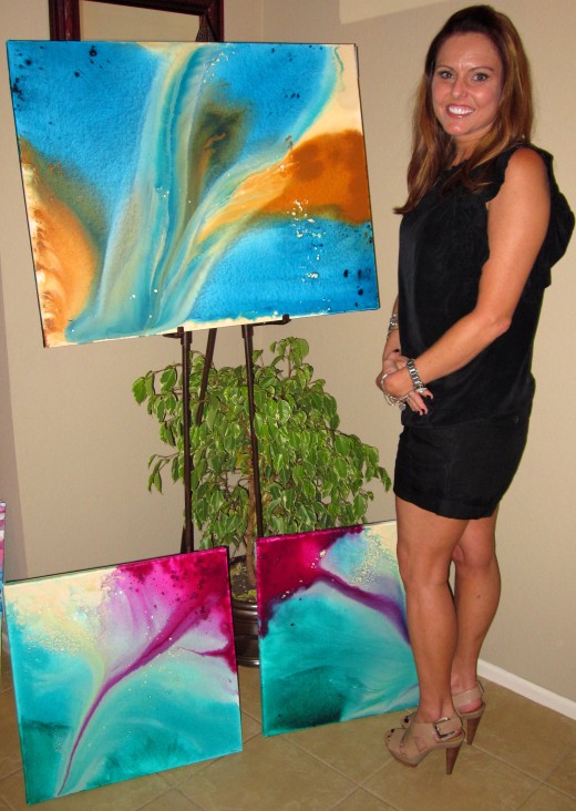 Orange County, California artist Cezanna Wedge at her May, 2011 art show.