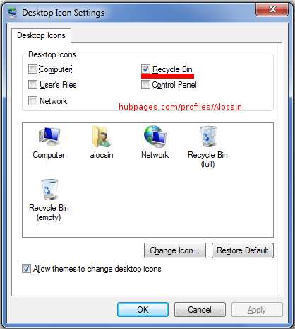 Dektop Icon Settings.