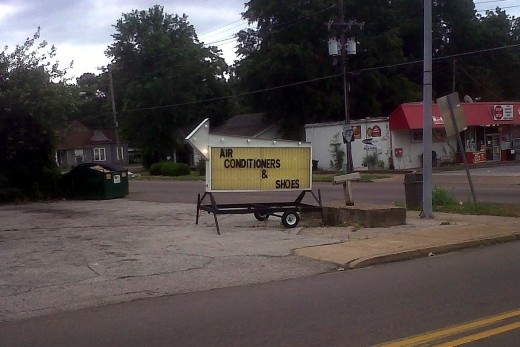 Air Conditioners & Shoes?? Seems like a strange store lineup to me