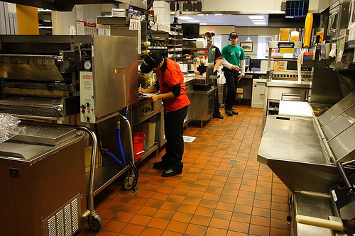 Food prep workers often work in fast food kitchens.
