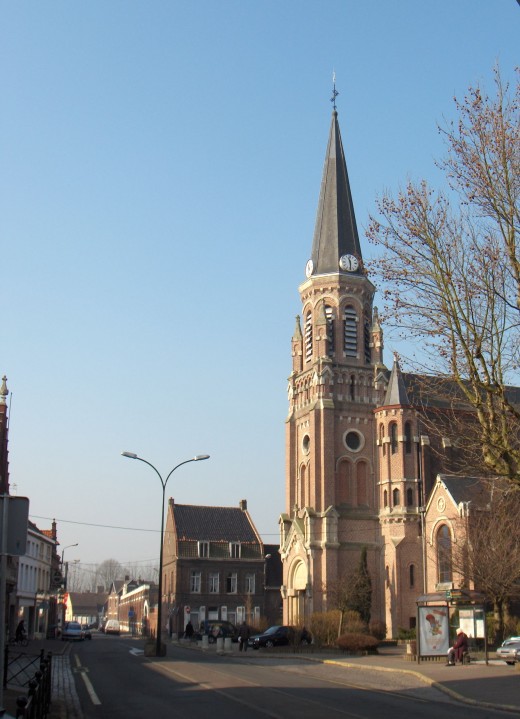 Wervicq-Sud town centre and church.
