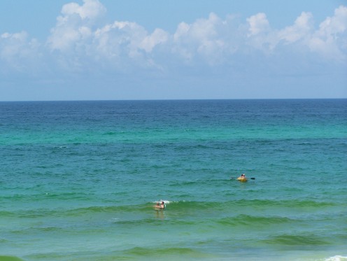 The beautiful emerald green waters of the Gulf of Mexico in Panama City, Florida 
