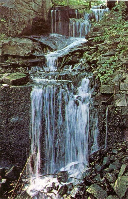 Vintage Postcard calling this Mill Stream Waterfall. Now it is called Upper Mill Falls.