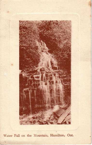 1908 Postcard calling this Water Fall on the Mountain. Now it is called Mountview Falls.