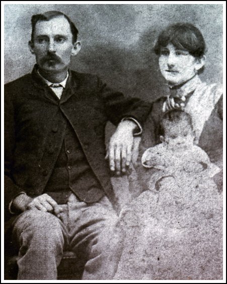 Miller, his wife Sallie and child, probably son Claude C. Miller; circa 1890s.